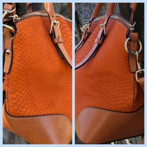 Dooney & Bourke Python Peach Apricot Dome Bag - Picture 3 of 6